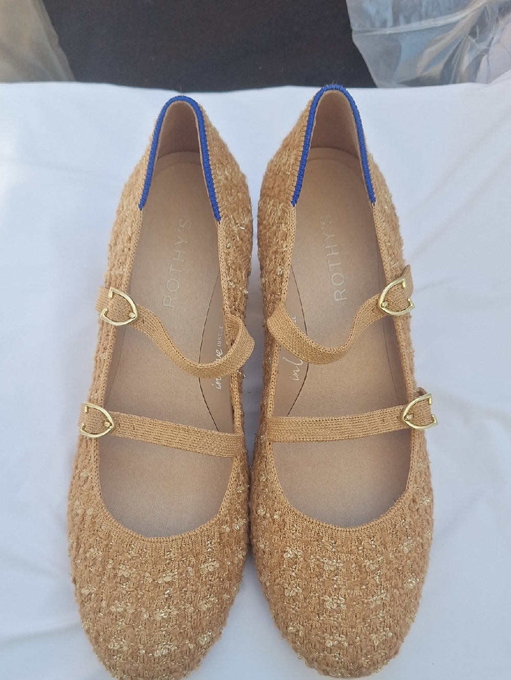 Rothy's The Double Buckle Mary Jane Heel Golden Tweed